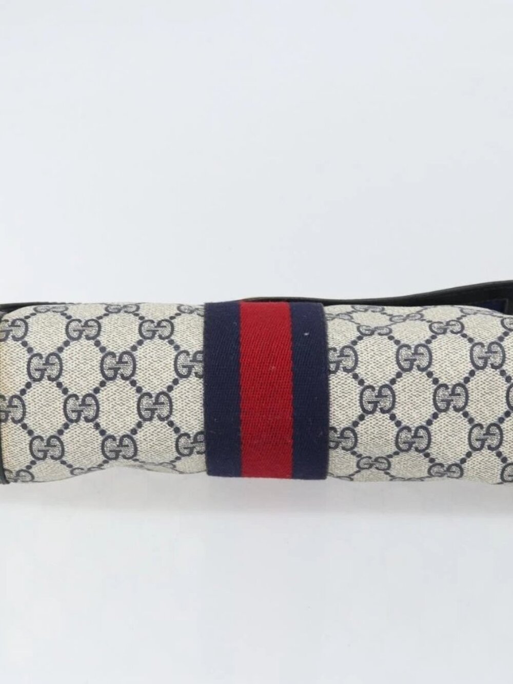 GUCCI GG Supreme Sherry Line Clutch Bag PVC Navy Gold 3 - Picture 10 of 16